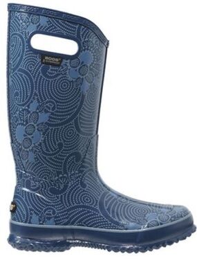 Bogs Women’s Tall Blue Floral Print Rubber Rain Spring Boots Pull On Size 11